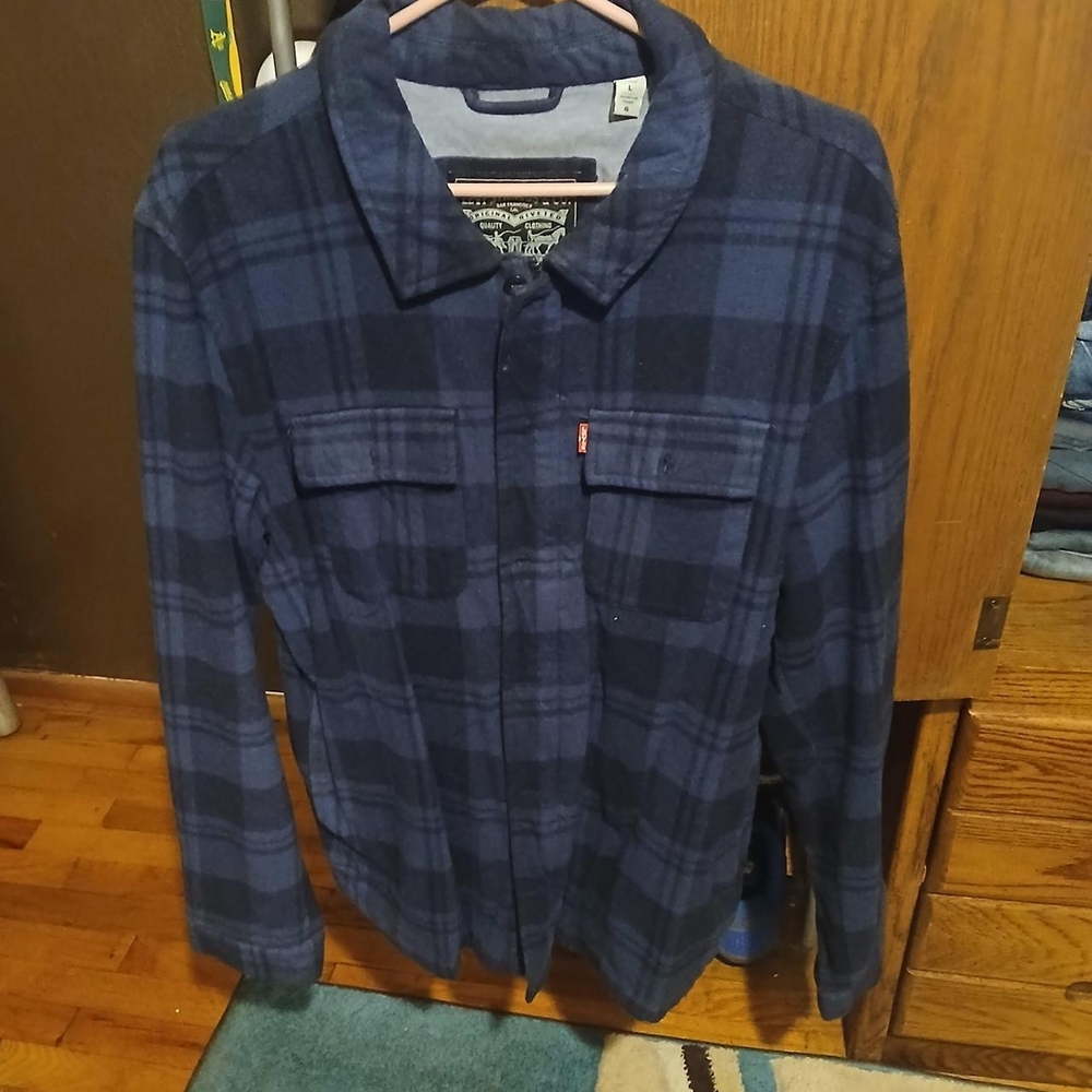 Blue Plaid Button-Up Shirt